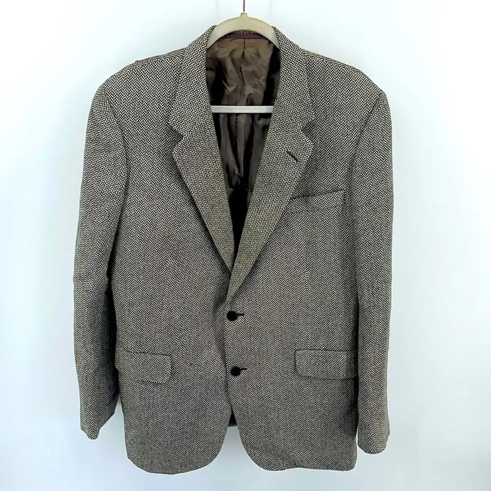 Vintage Harrod’s 100% cashmere houndstooth two button two vent sport coat blazer
